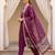 Burgundy embroidered straight kurta trousers with dupatta set