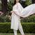 White embroidered straight kurta trousers with dupatta set