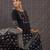 Black printed a-line kurta trousers with dupatta set