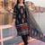 Black printed straight kurta trousers with dupatta set
