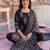 Black printed straight kurta trousers with dupatta set