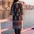 Black printed straight kurta trousers with dupatta set