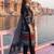 Black printed straight kurta trousers with dupatta set