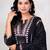 Black printed straight kurta trousers with dupatta set