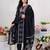 Black printed straight kurta trousers with dupatta set