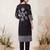 Black printed straight kurta trousers with dupatta set