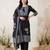 Black printed straight kurta trousers with dupatta set