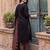 Black printed straight kurta trousers with dupatta set
