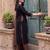 Black printed straight kurta trousers with dupatta set