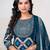 Blue printed straight kurta trousers with dupatta set