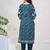 Blue printed straight kurta trousers with dupatta set