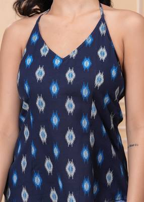 Blue cotton printed top for women 4