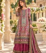Purple crepe readymade suit with embroidery & aari work