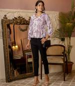 Purple polyester printed top for women