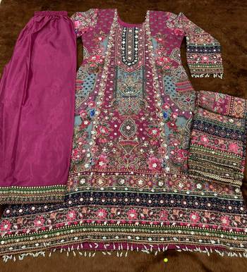 Purple crepe readymade suit with embroidery & aari work 3