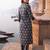 Blue printed straight kurta trousers with dupatta set