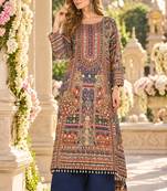 Navy crepe readymade suit with embroidery & aari work