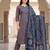 Blue printed straight kurta trousers with dupatta set