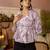 Purple polyester printed top for women