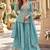Blue chinon readymade suit with embroidery & sequence work
