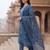 Blue printed straight kurta trousers with dupatta set