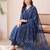 Blue printed a-line kurta trousers with dupatta set