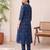 Blue printed a-line kurta trousers with dupatta set