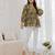 Green cotton printed top for women