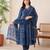 Blue printed a-line kurta trousers with dupatta set