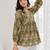 Green cotton printed top for women
