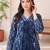 Blue printed a-line kurta trousers with dupatta set