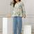 Off-white cotton printed top for women
