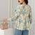 Off-white cotton printed top for women