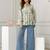 Off-white cotton printed top for women