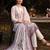 Cream printed straight kurta trousers with dupatta set