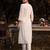Cream printed straight kurta trousers with dupatta set