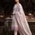 Cream printed straight kurta trousers with dupatta set