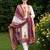 Cream printed straight kurta trousers with dupatta set