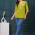 Green cotton printed top for women
