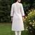 Cream printed straight kurta trousers with dupatta set