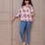 Off-white cotton printed top for women