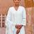 Blue embroidered straight kurta trousers with dupatta set