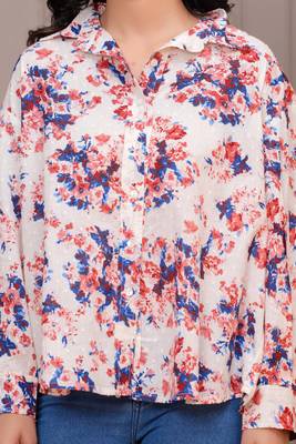 Off-white cotton printed top for women 3