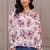 Off-white cotton printed top for women