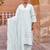 Blue embroidered straight kurta trousers with dupatta set