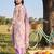 Lavender printed straight kurta salwar with dupatta set