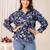 Blue cotton printed top for women