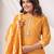 Mustard printed straight kurta trousers with dupatta set