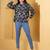 Black cotton printed top for women