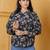 Black cotton printed top for women